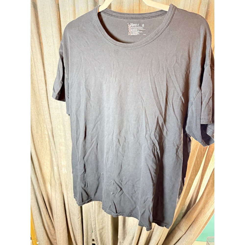 Hanes Perfect-T Mens Large Black Short Sleeve Crew Neck Solid Cotton T-Shirt